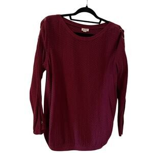 Westport Lace Up Sleeve Sweater Maroon Size XL